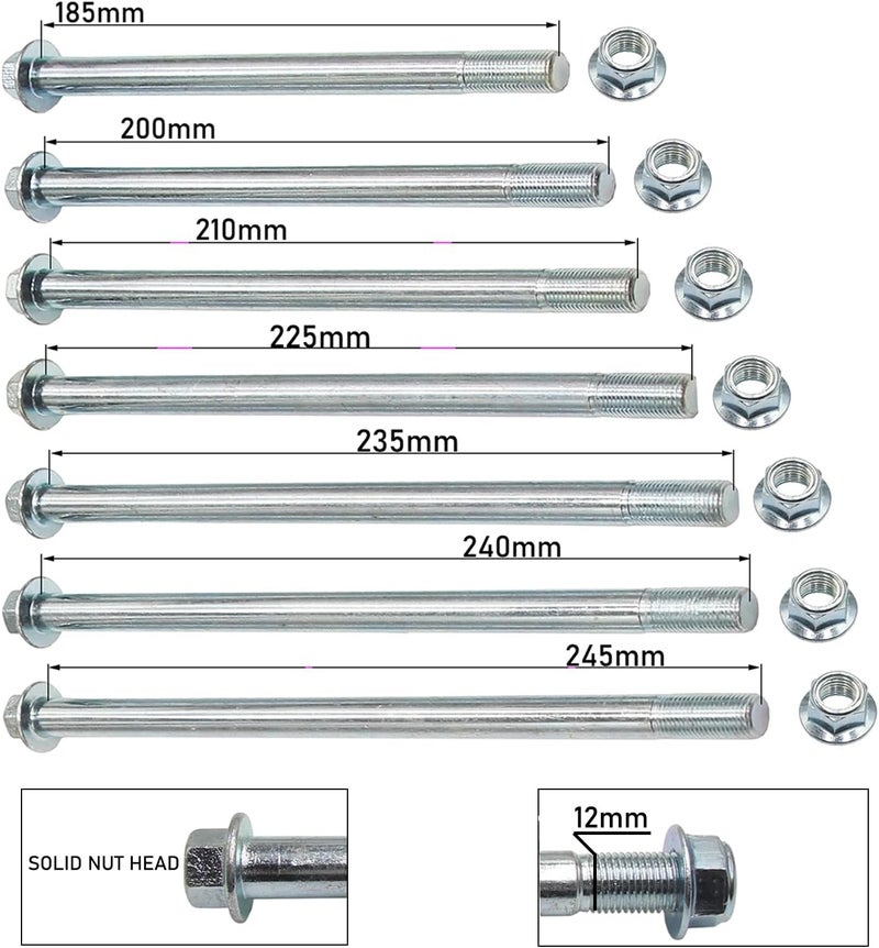 Greesp 12mm Rim Wheel Axle Bolts Swing Arm Bolt for PIT PRO Dirt ATV Quad Bike Motorcycle (AXLE LENGTH 240mm) - Image 3